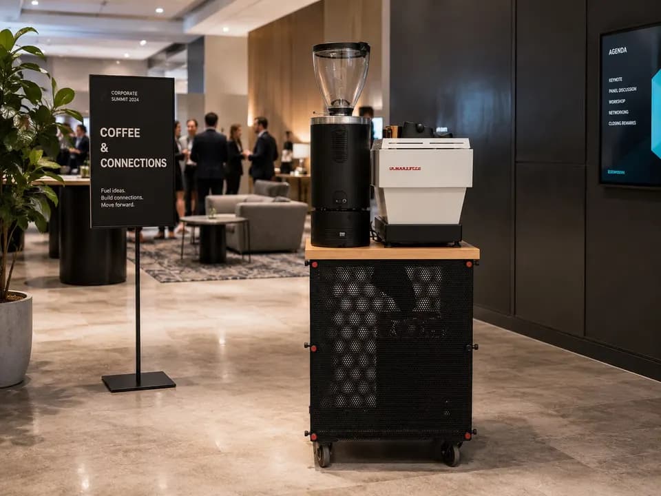 Mobile Kaffeebar mit Siebträgermaschine auf einer Veranstaltung